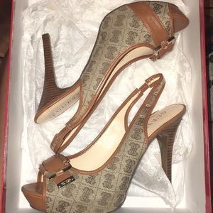 Size 10 Guess Peep Toe Slingback Heels NEW